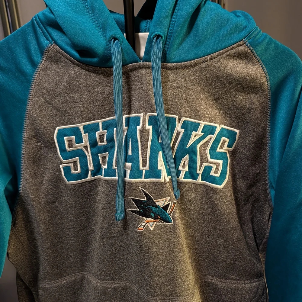 NHL San Jose Sharks Teal and Gray Hoodie Large - Picture 6 of 13